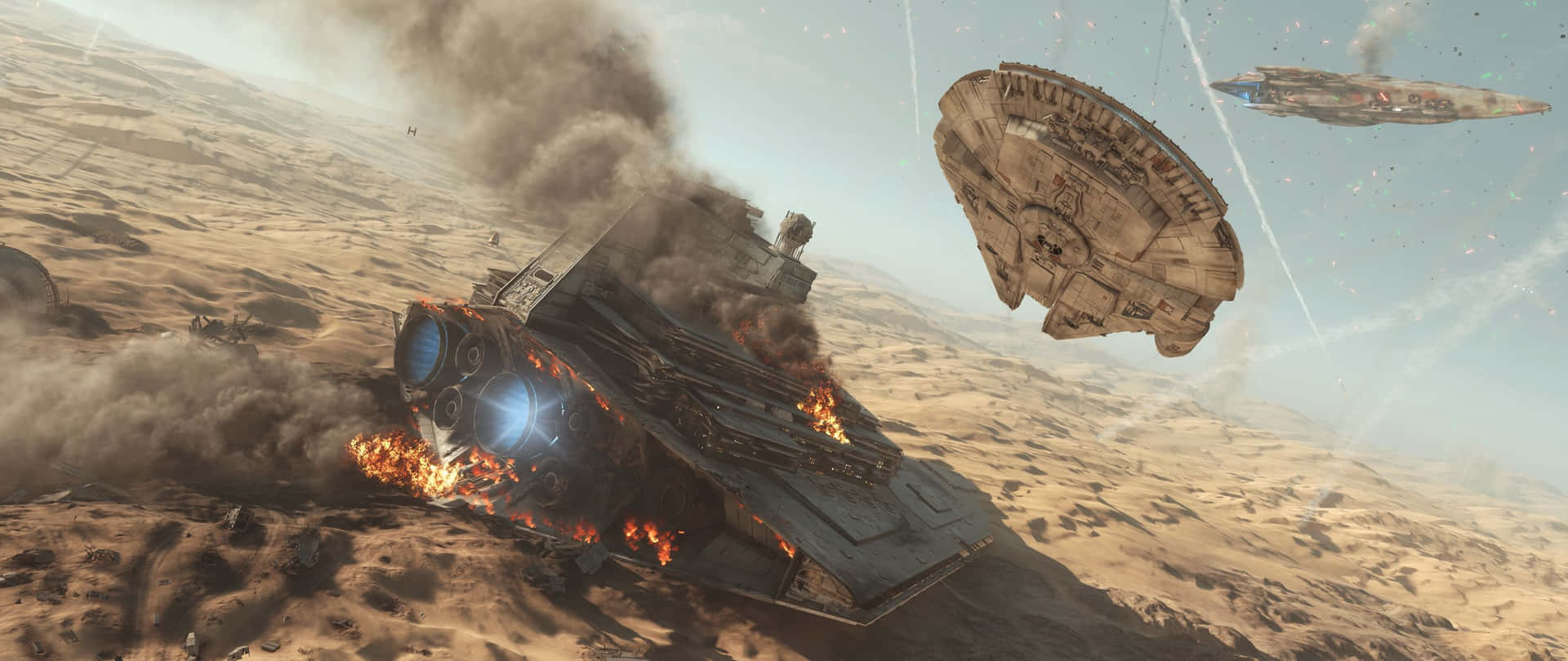 Star Wars 2560 X 1080 Desert Battle Background