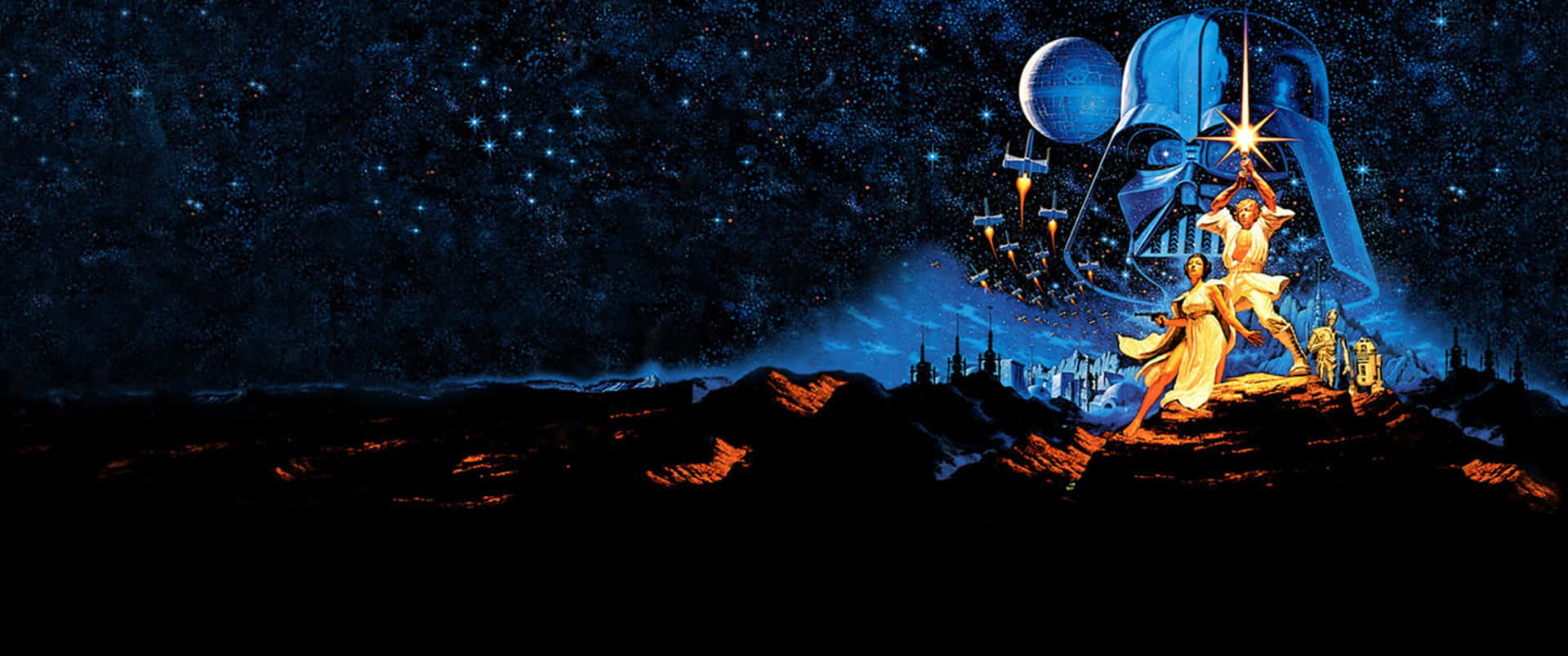 Star Wars Battle In A Futuristic City Background