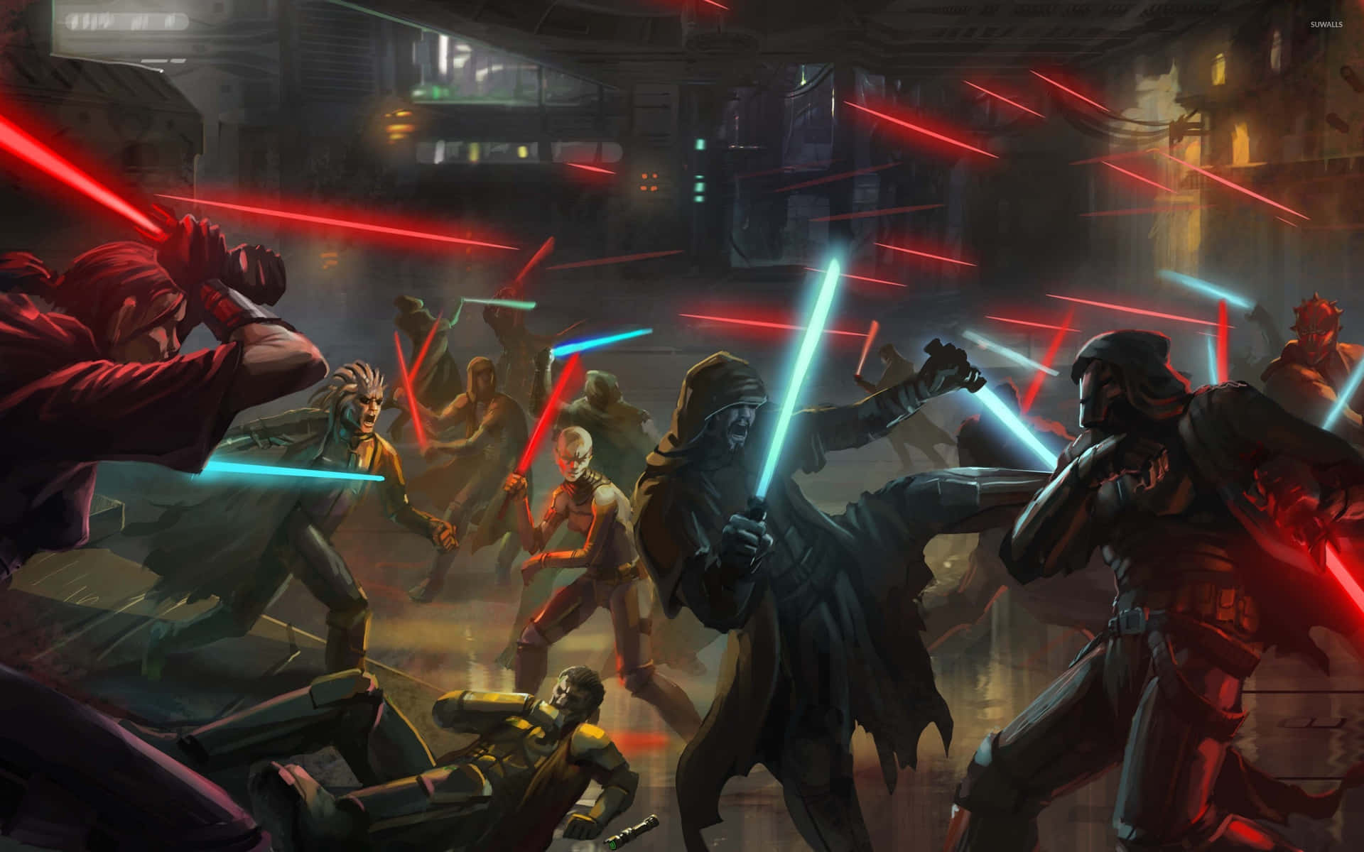 Star Wars Battles With Lightsabers Background
