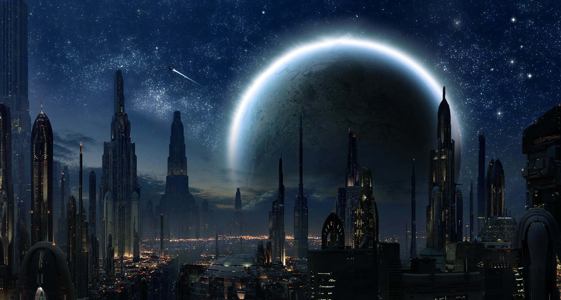 Star Wars Coruscant Night Scape Background