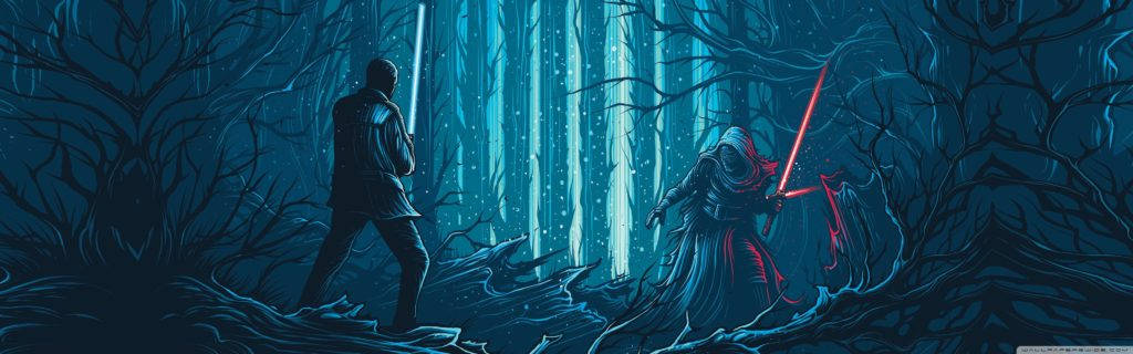 Star Wars Dual Screen Lightsaber Fight Background