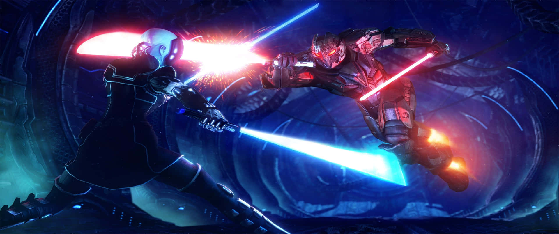 Star Wars Lightsaber Duel Ultra Wide Background