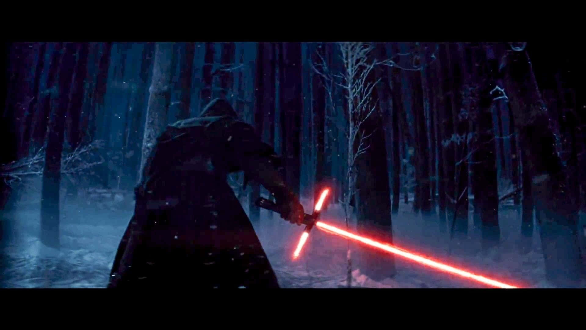 Star Wars Lightsaber Glowing In A Starry Sky Background