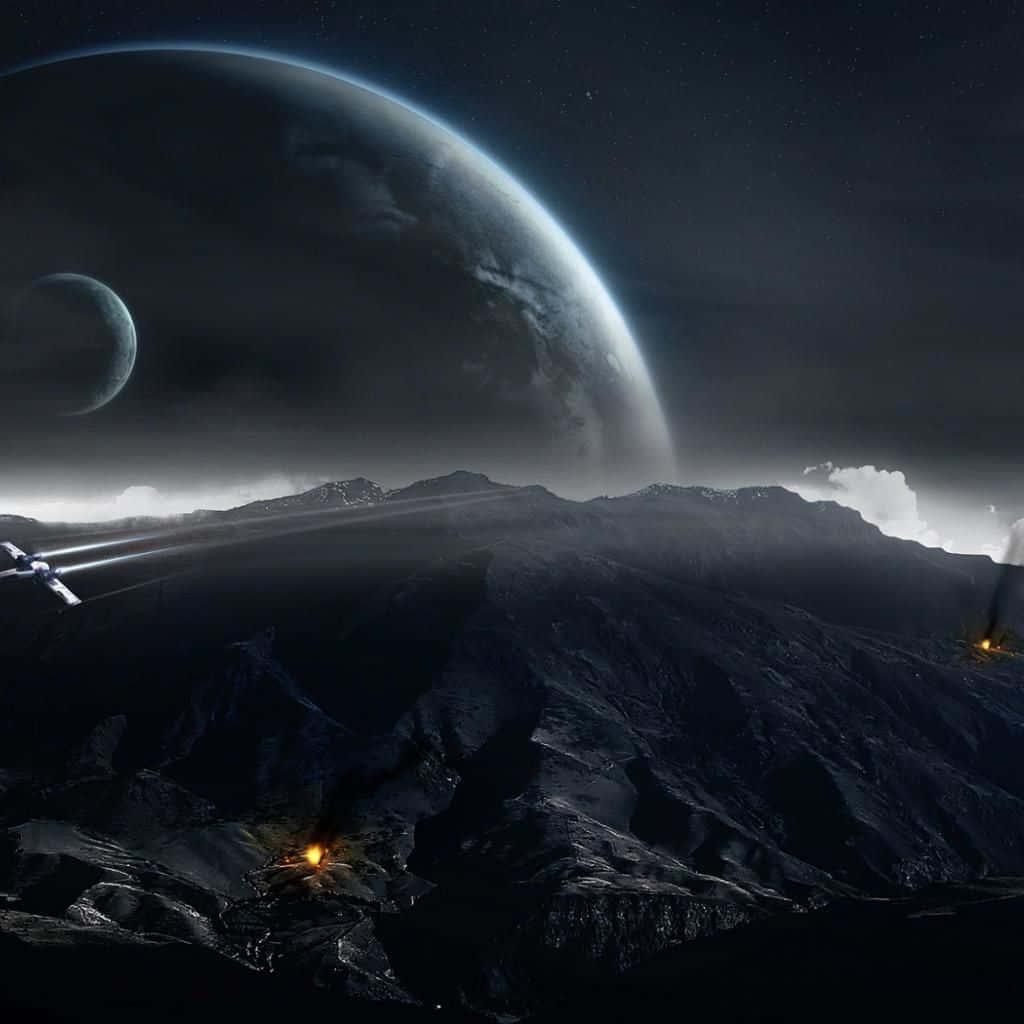 Star Wars Planet And Moon Dark Ipad Background