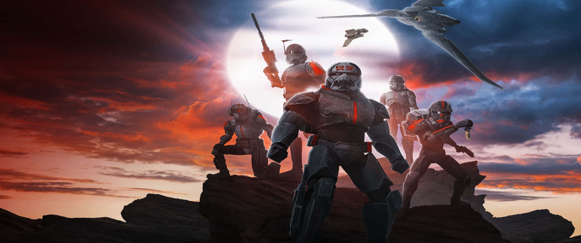 Star Wars_ Troopers_ Sunset_ Showdown_ Ultra Wide Background