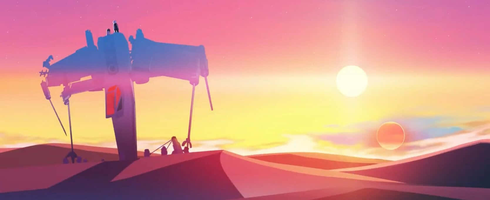 Star Wars Visions Spaceship On The Desert Background