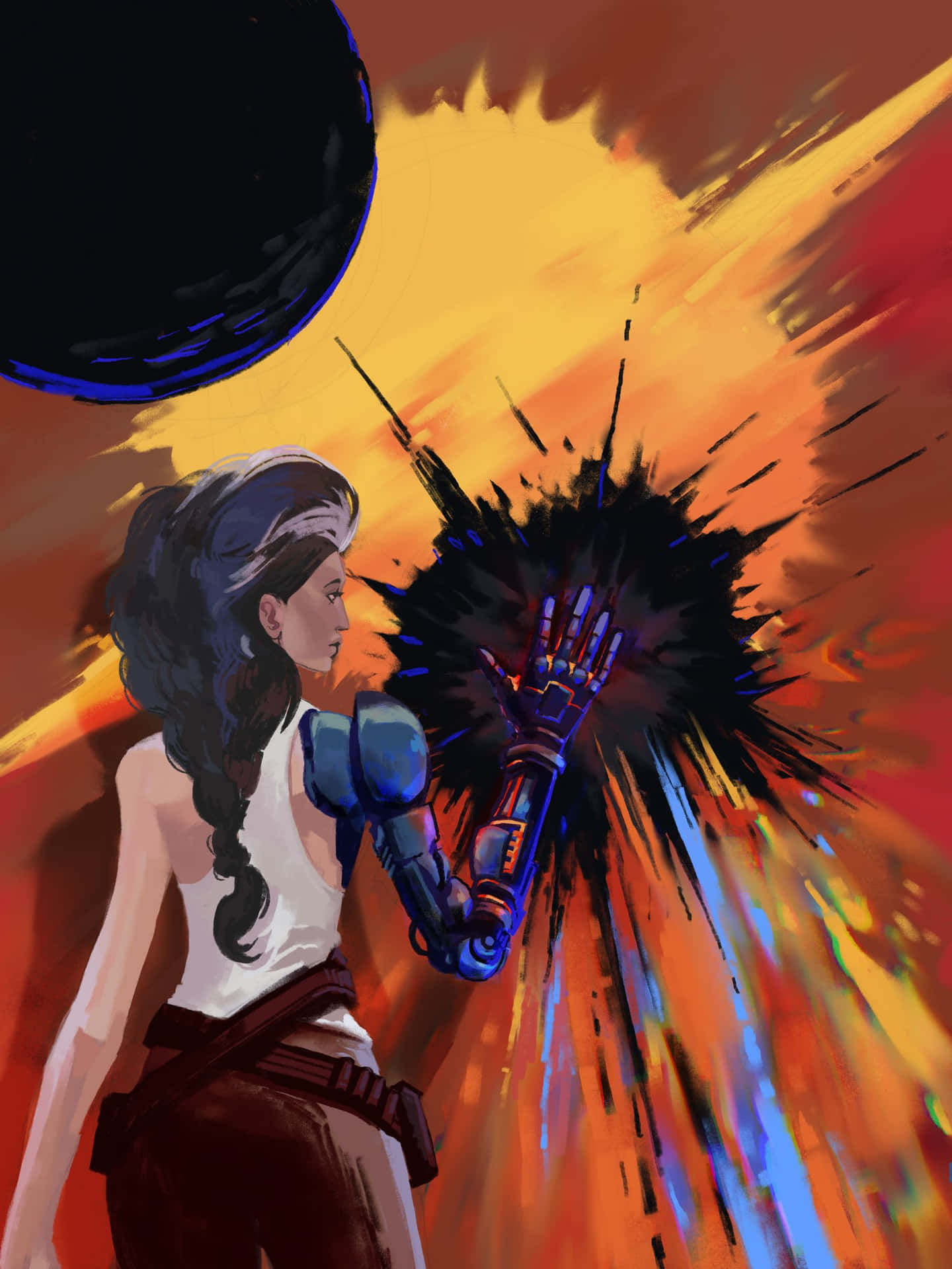 Star Wars Visions Warrior Gazingat Explosion Background