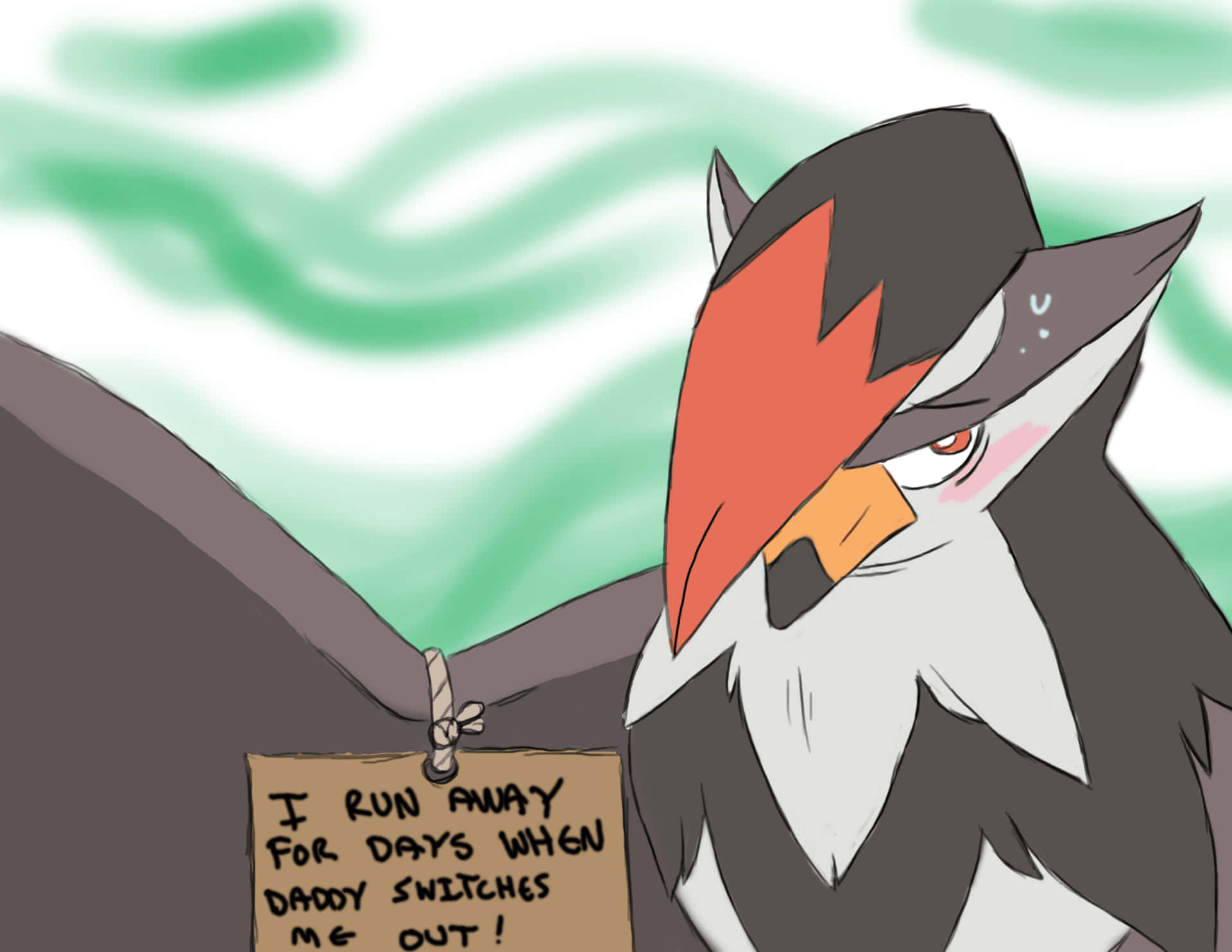 Staraptor With A Note Background