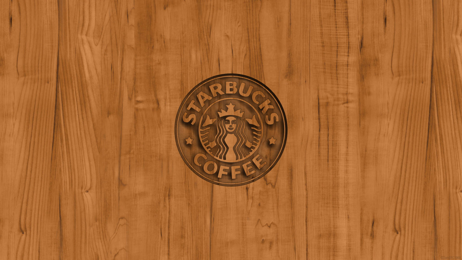 Starbucks Logo On Wood Background