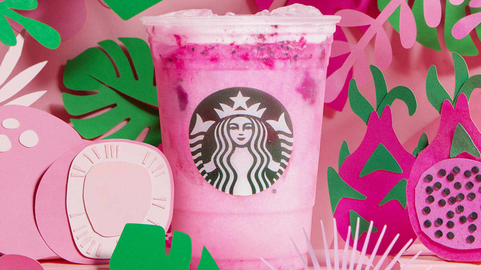 Starbucks Pink Dragon Frozen Drinks Background