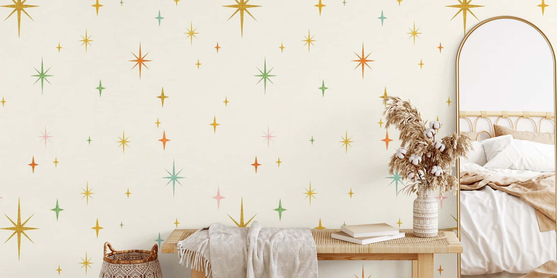 Starburst Pattern Wallpaper Bedroom Decor Background