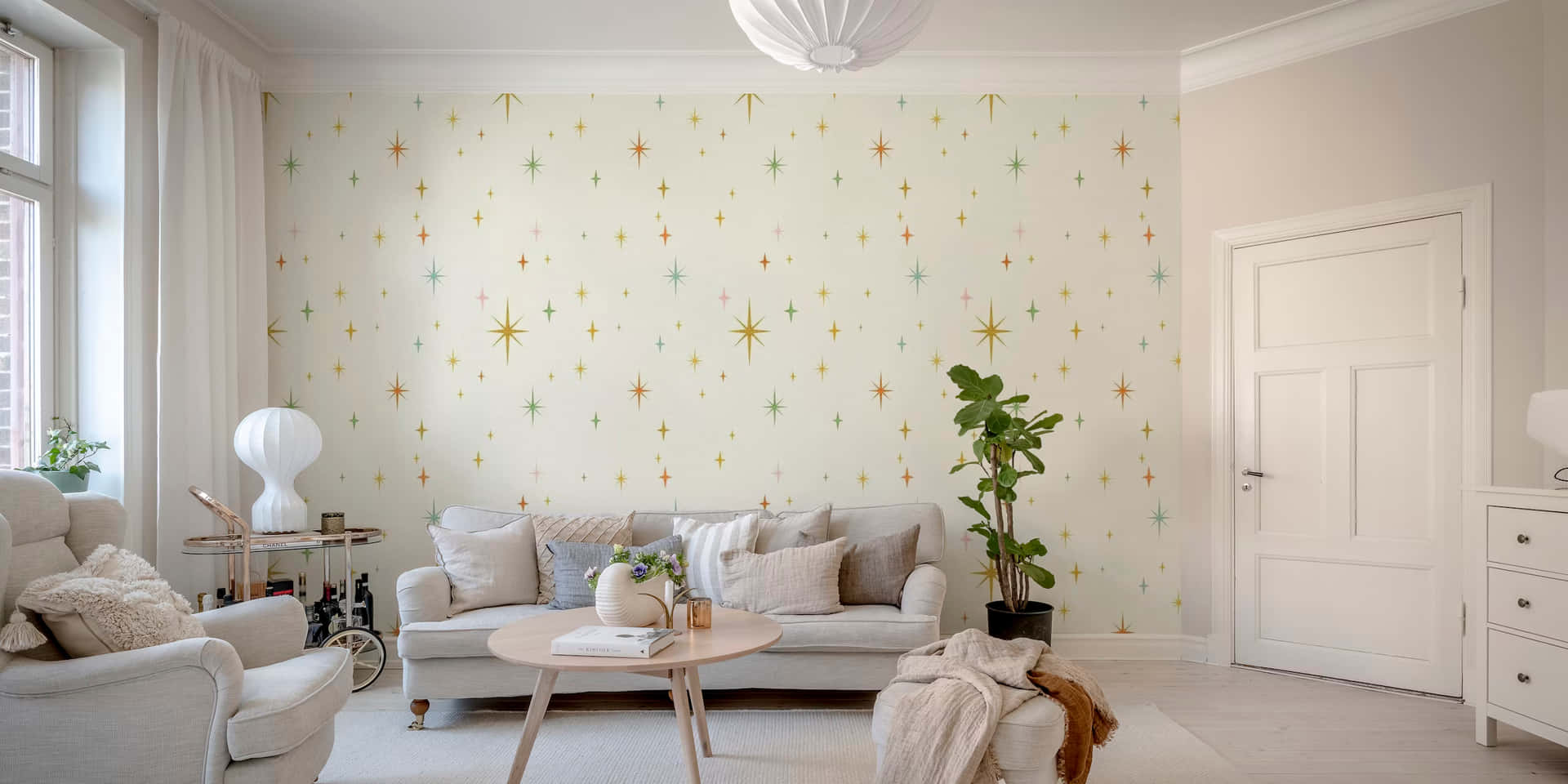 Starburst Pattern Wallpaper Living Room Decor Background