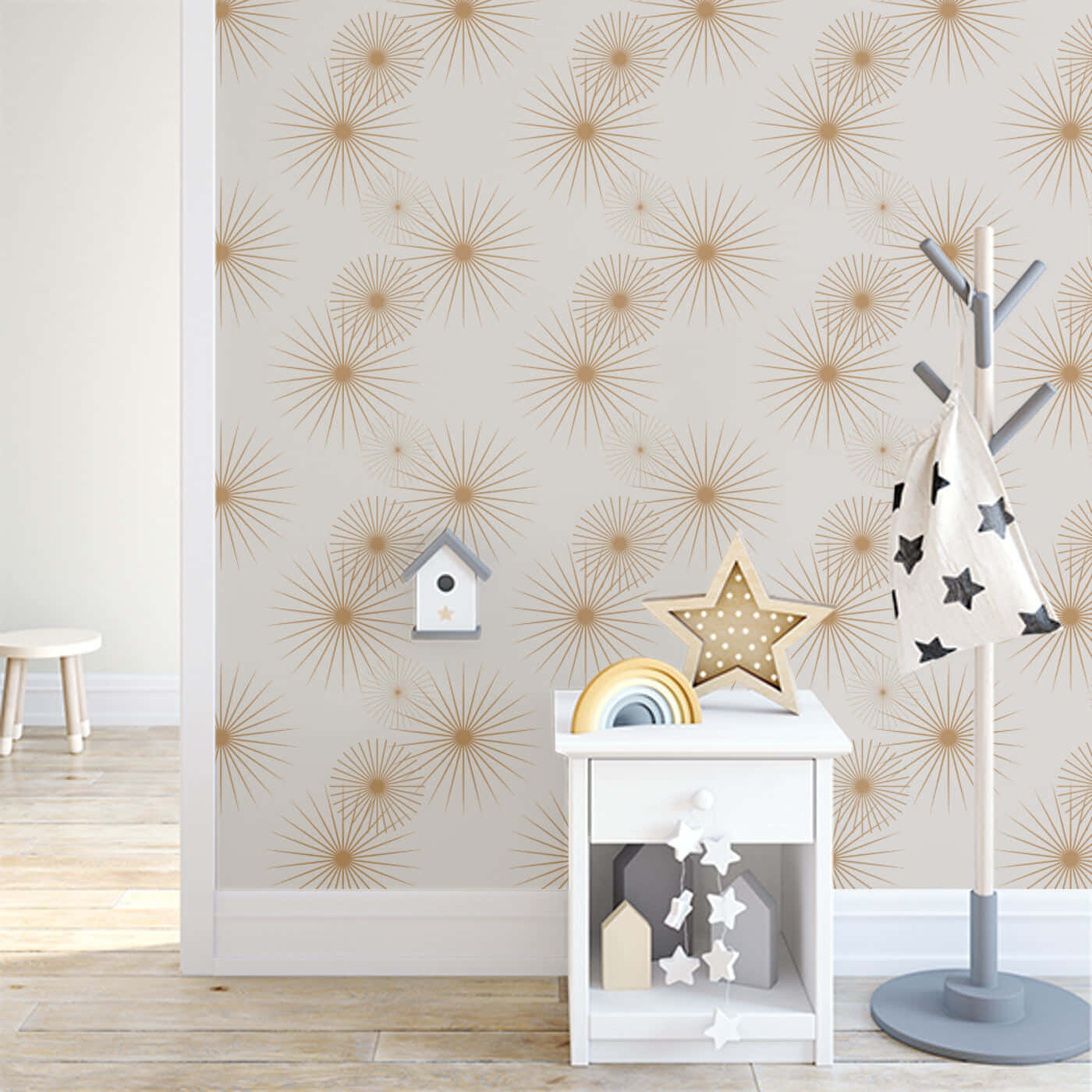 Starburst Pattern Wallpaperin Nursery Room Background