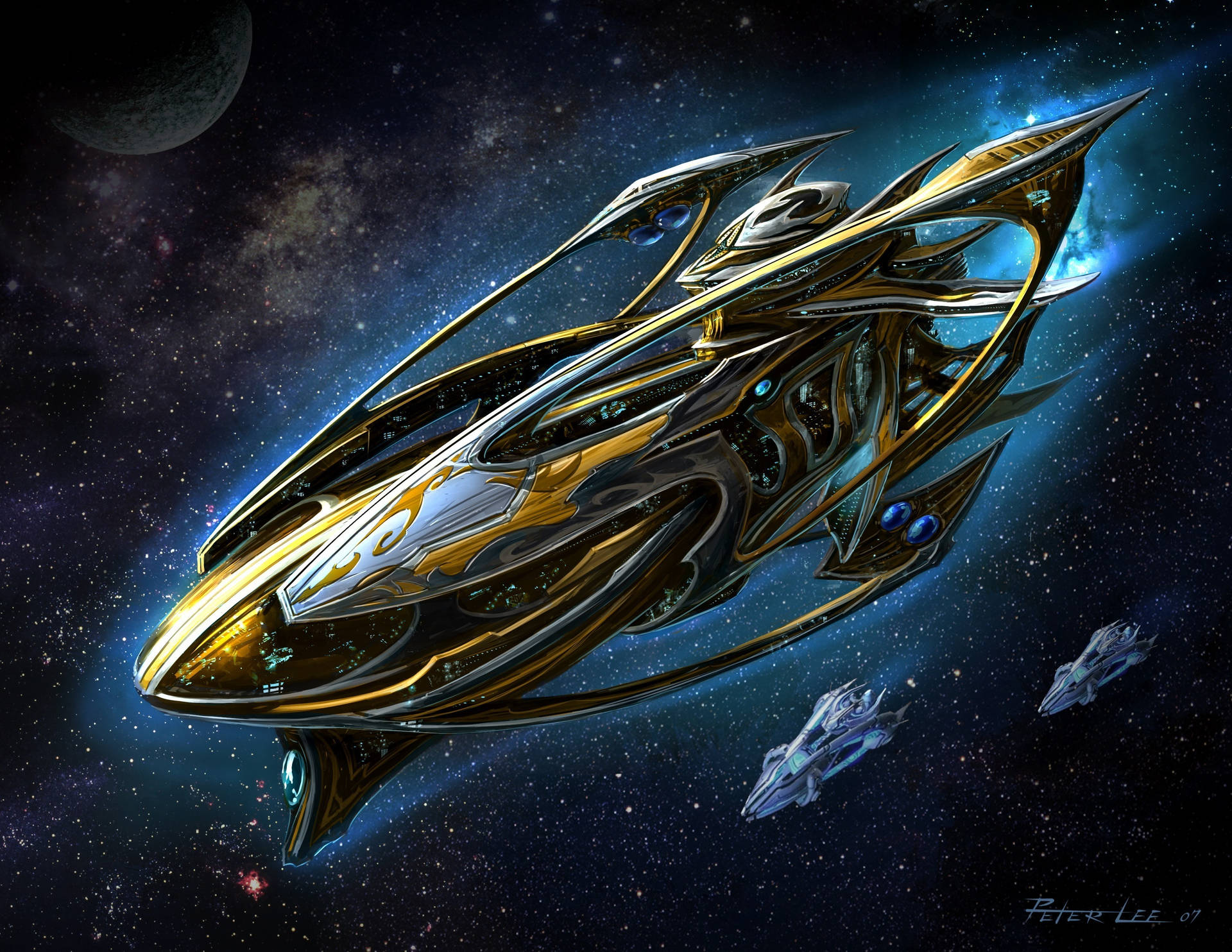 Starcraft 2 Mothership Protoss Phoenix Fighter Background