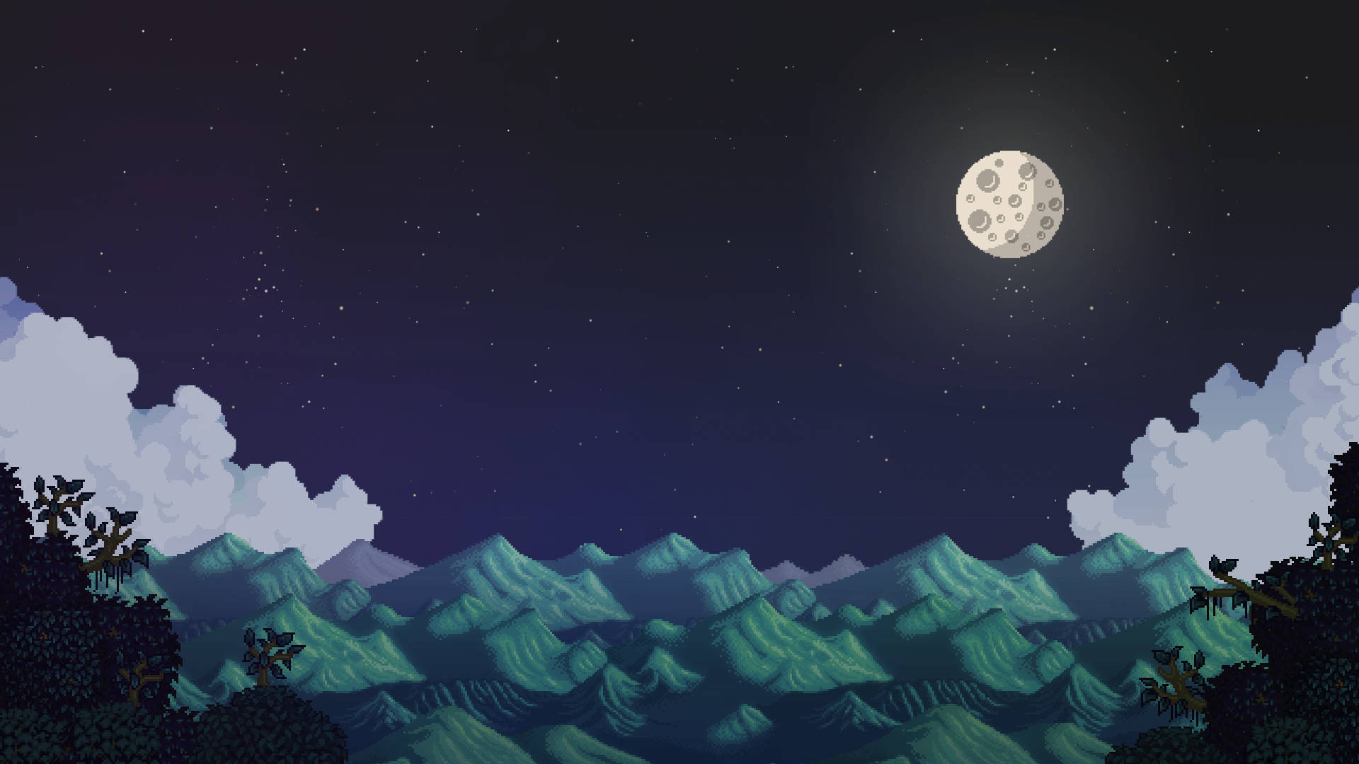 Stardew Valley Bright Full Moon Background