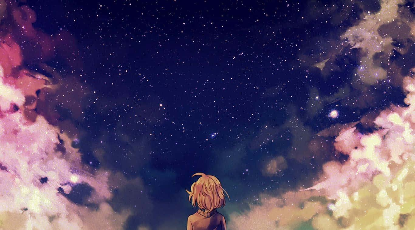 Stargazing Anime Character Nebula Backdrop Background