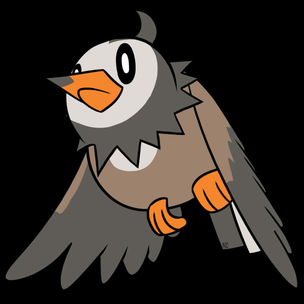 Starly Perching With Pokedex Entry Background