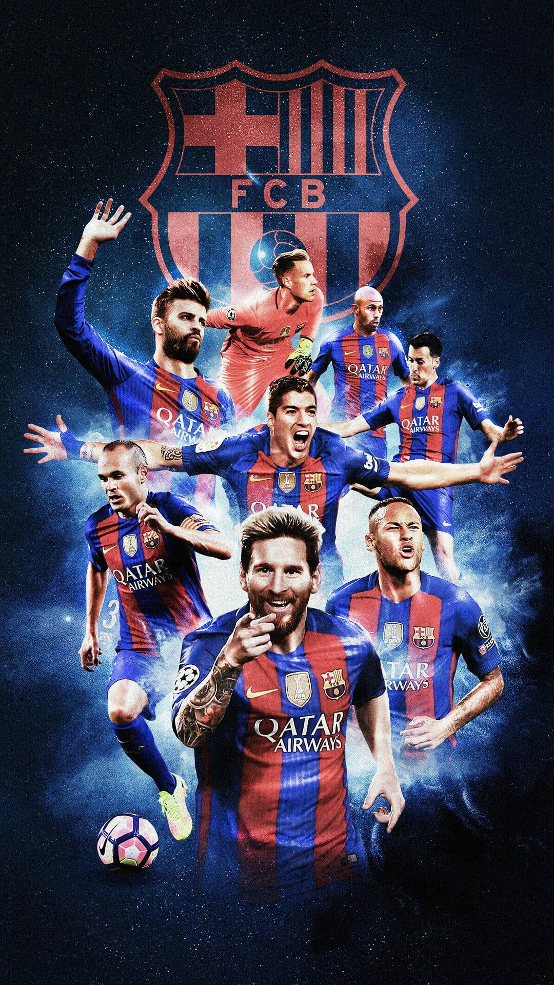 Starry Barcelona Fc Players Background