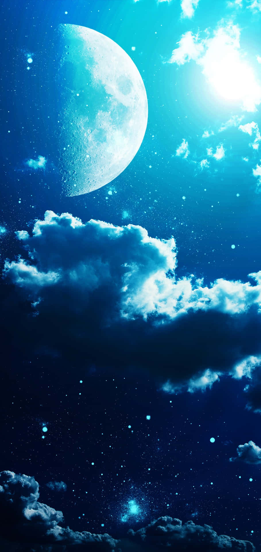 Starry Bright Night Sky Moon Background