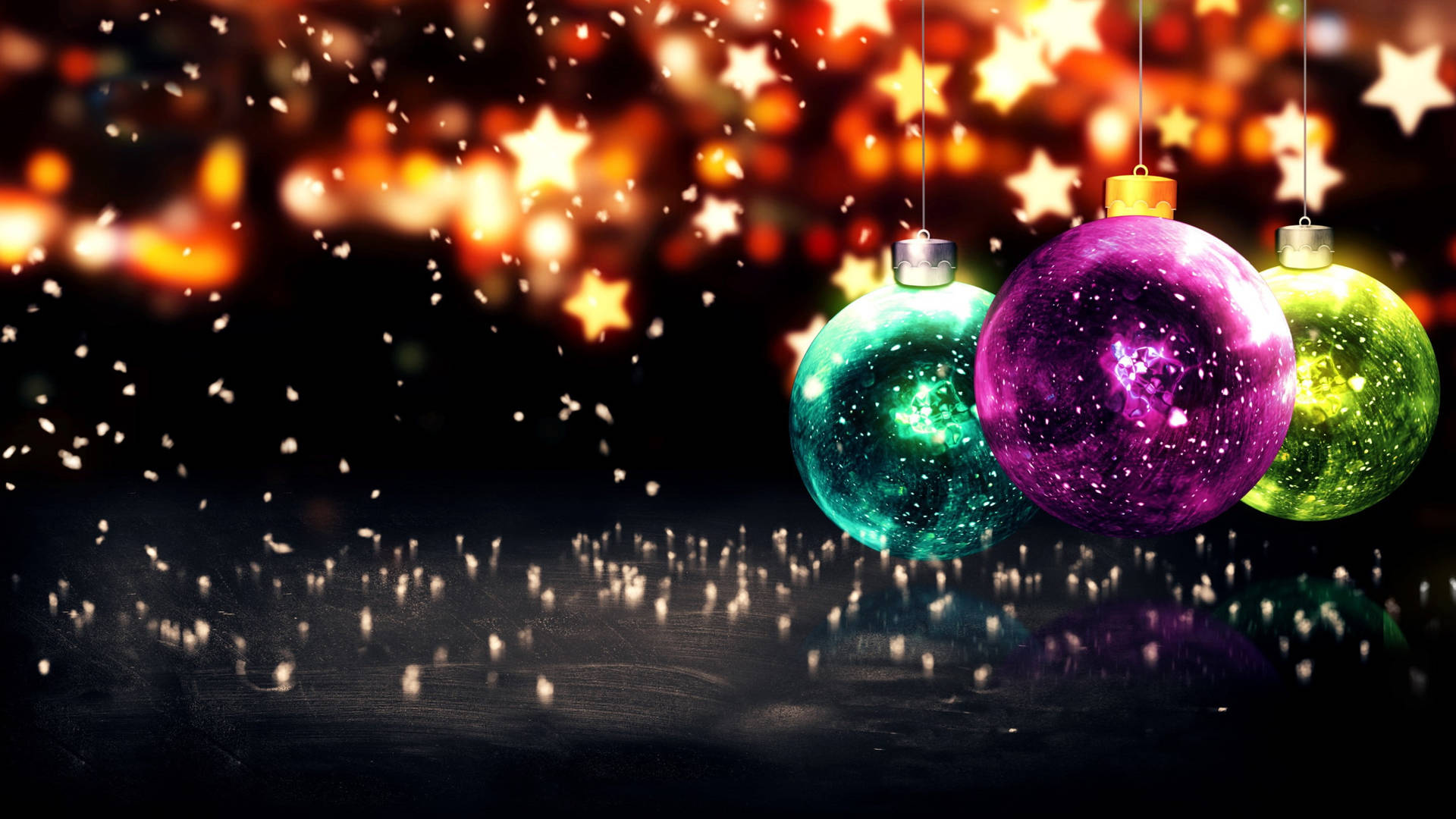 Starry Colorful Christmas Balls Background