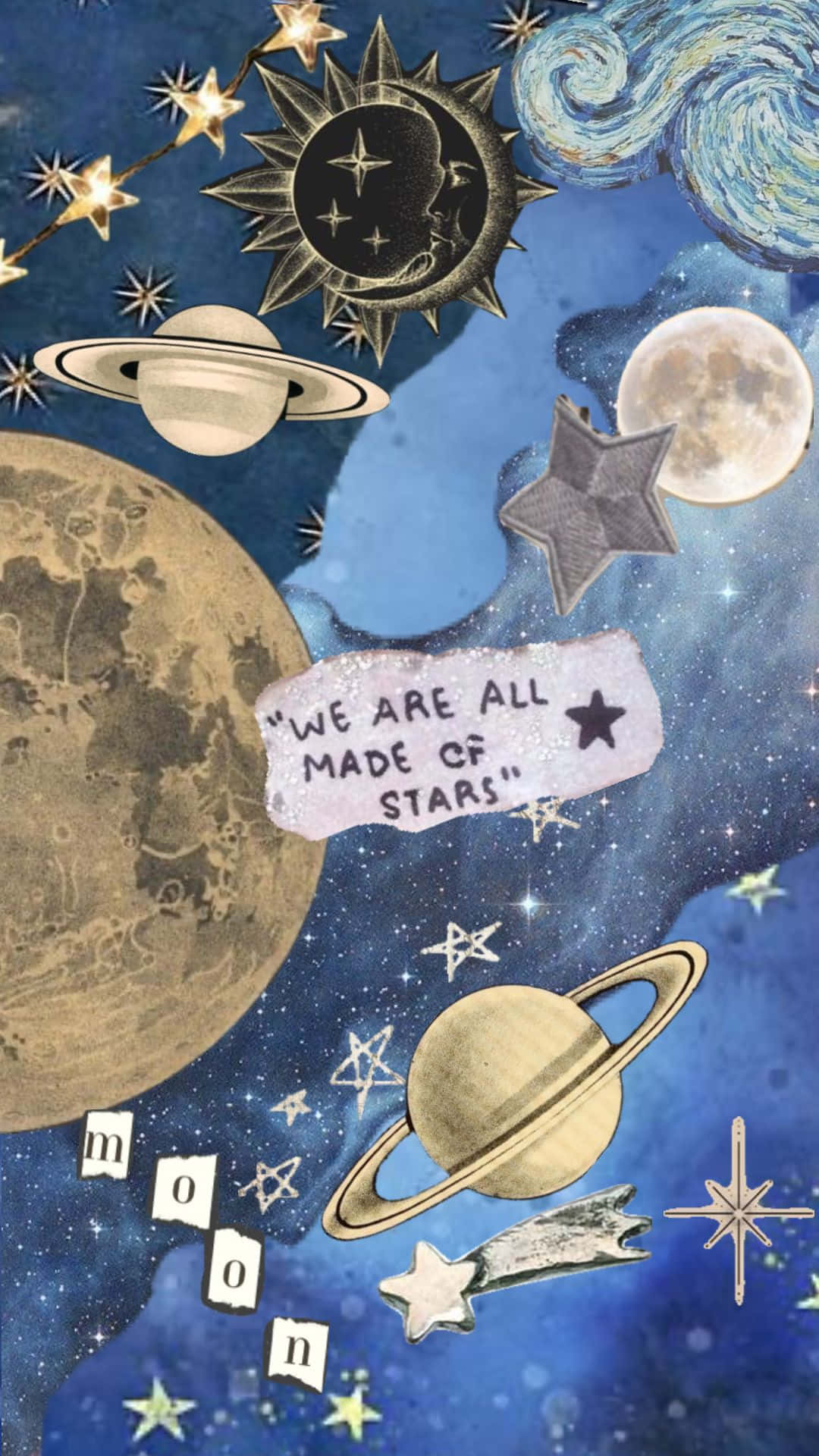 Starry Cosmic Collage Art Background