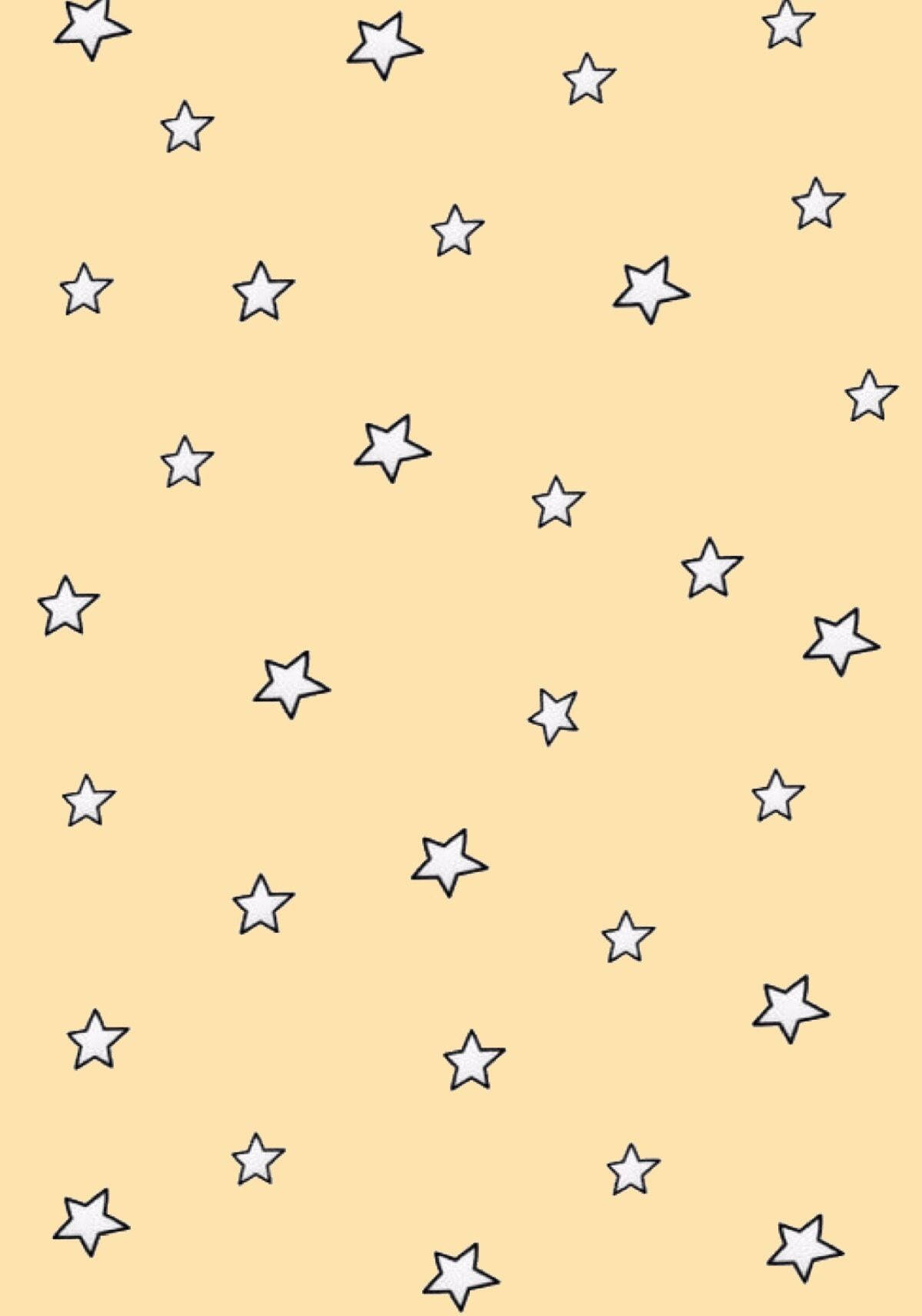 Starry Cute Pastel Yellow Aesthetic Background