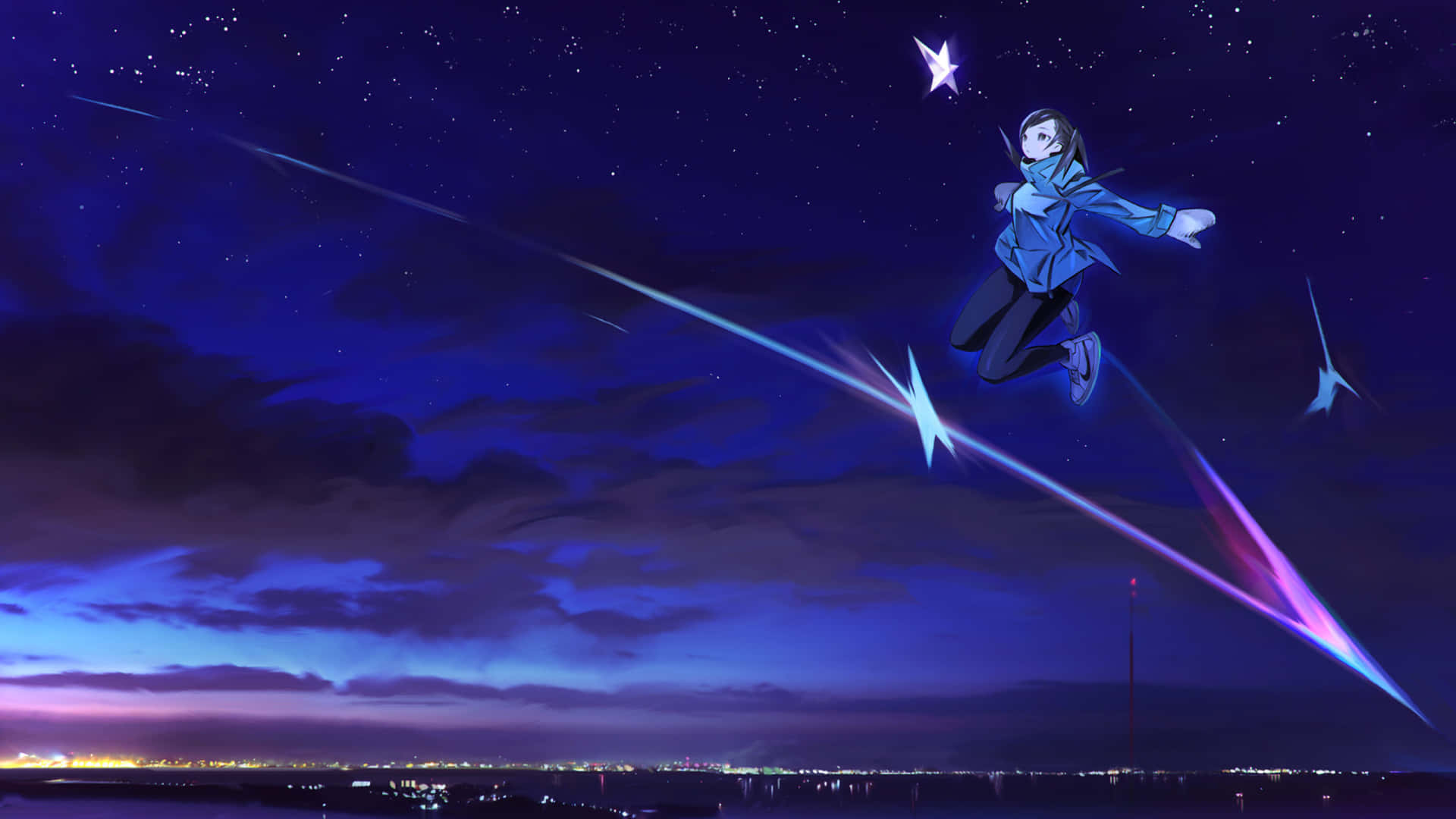 Starry Night Leap Anime Art Background