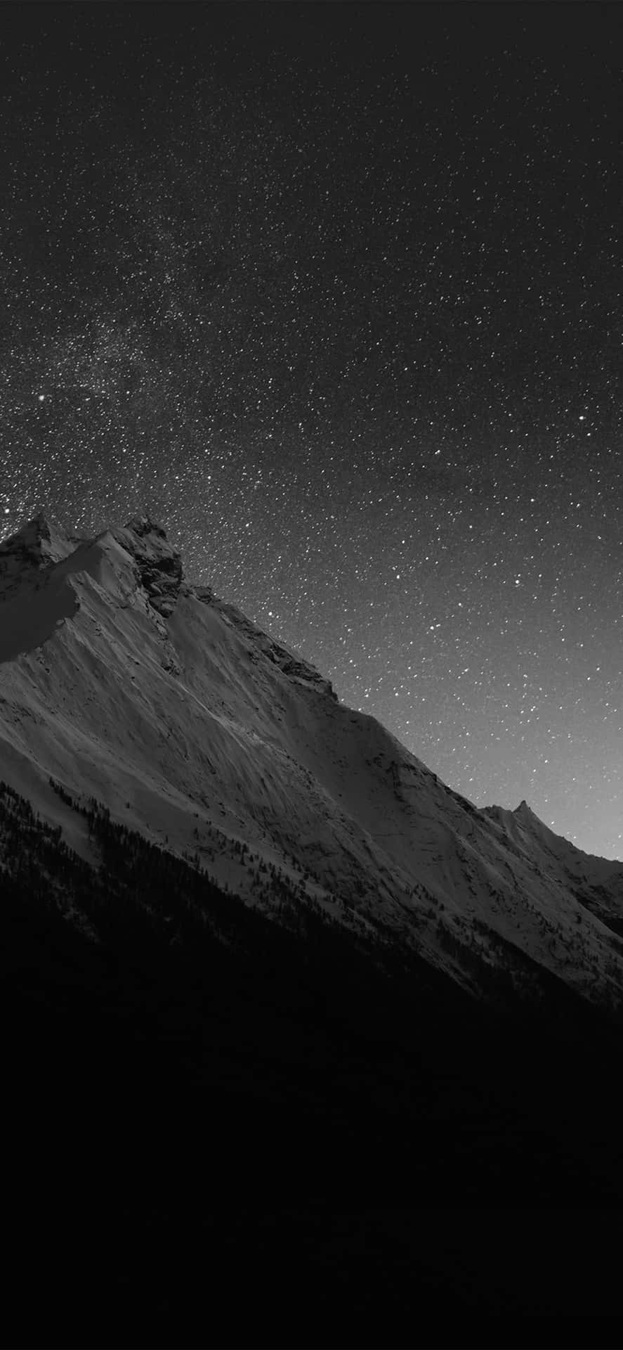 Starry_ Night_ Over_ Monochrome_ Mountain_ Peak