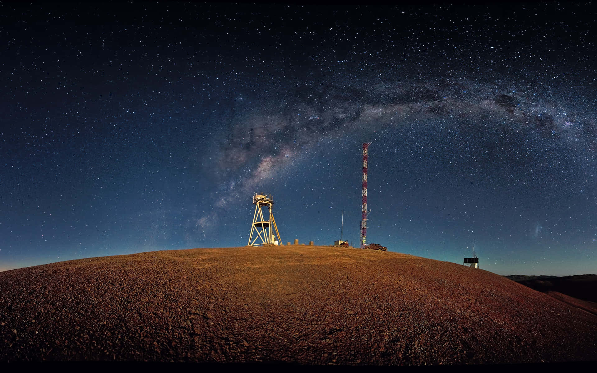 Starry Night Over Observatory Background