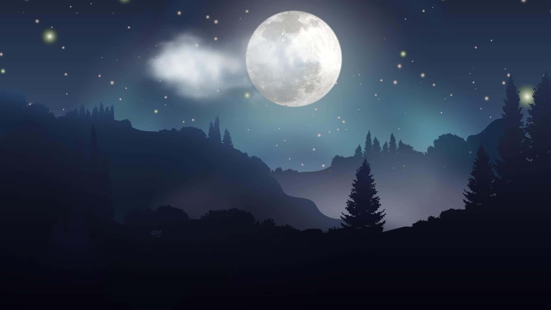 Starry Night Sky Moon Animation Background