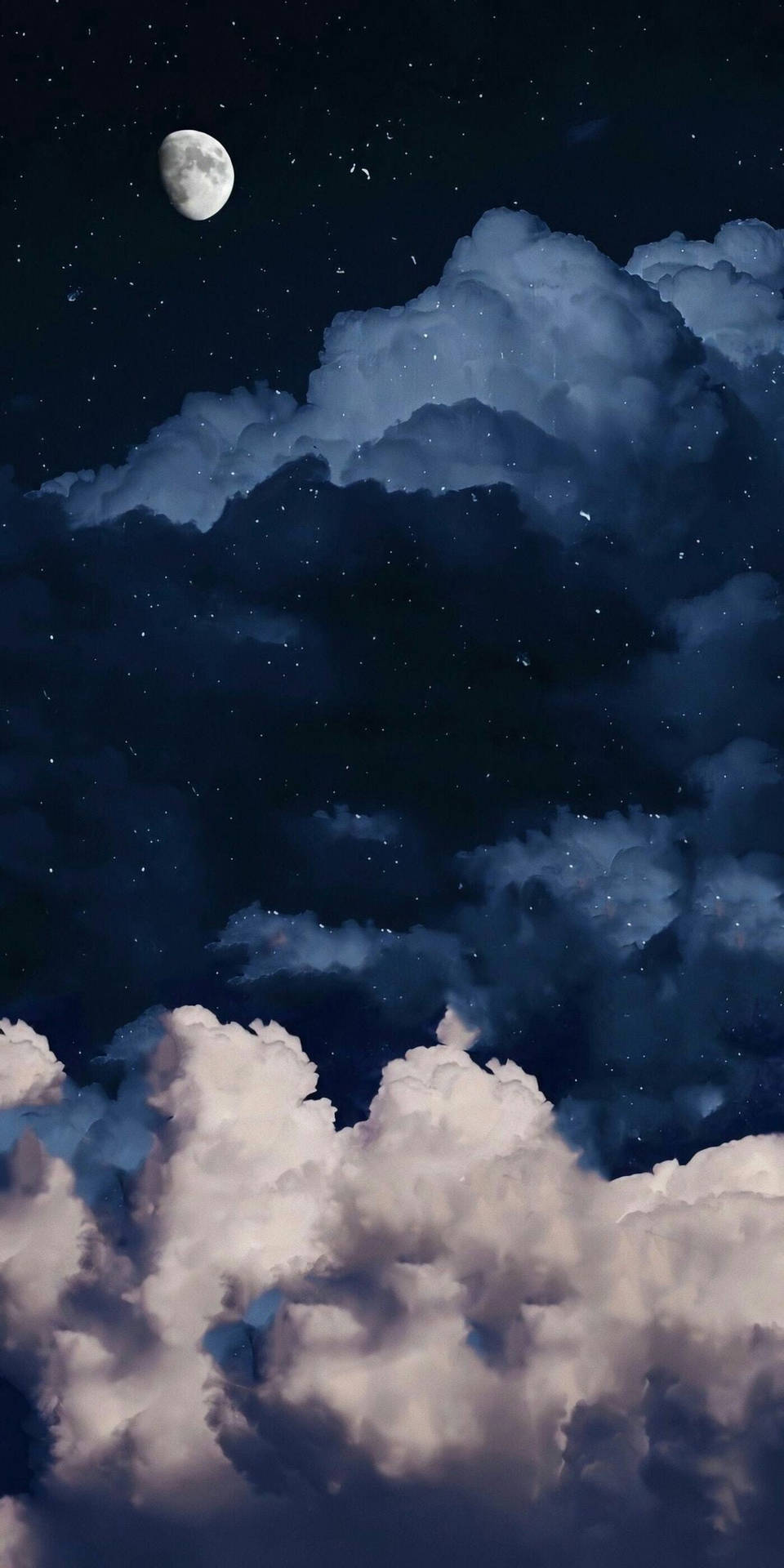 Starry Sky With Clouds Background