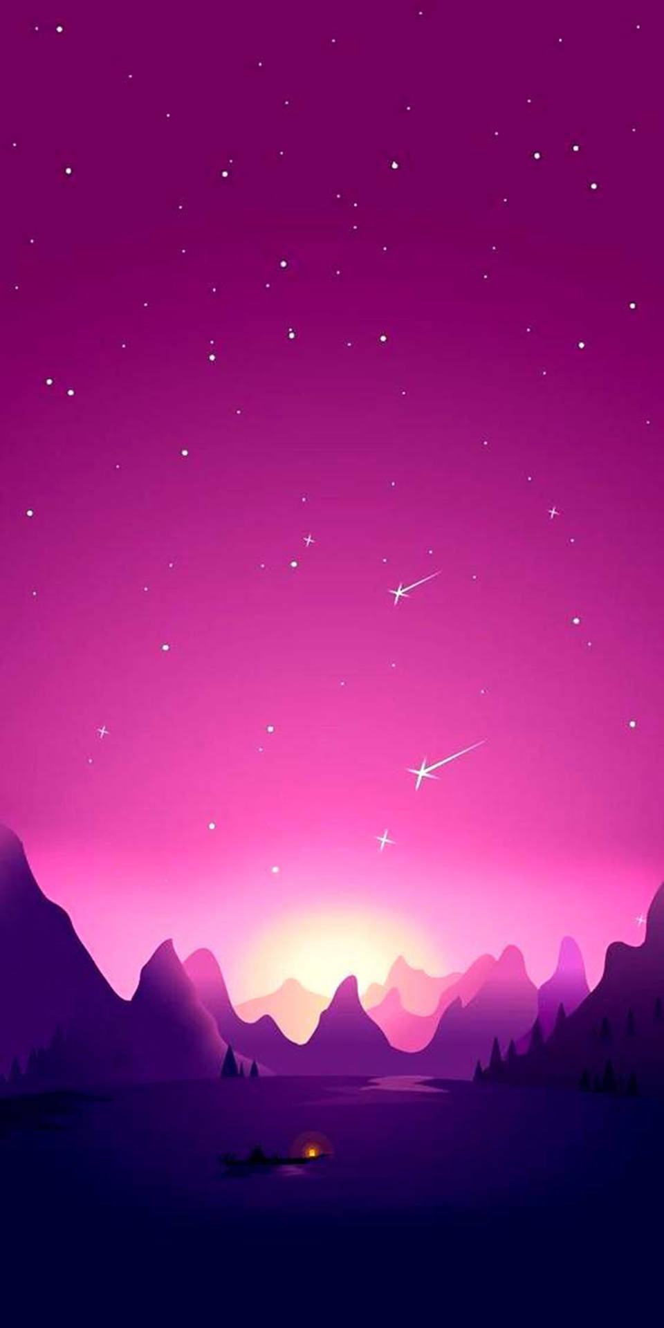 Starry Violet Sky Minimalist Android Background