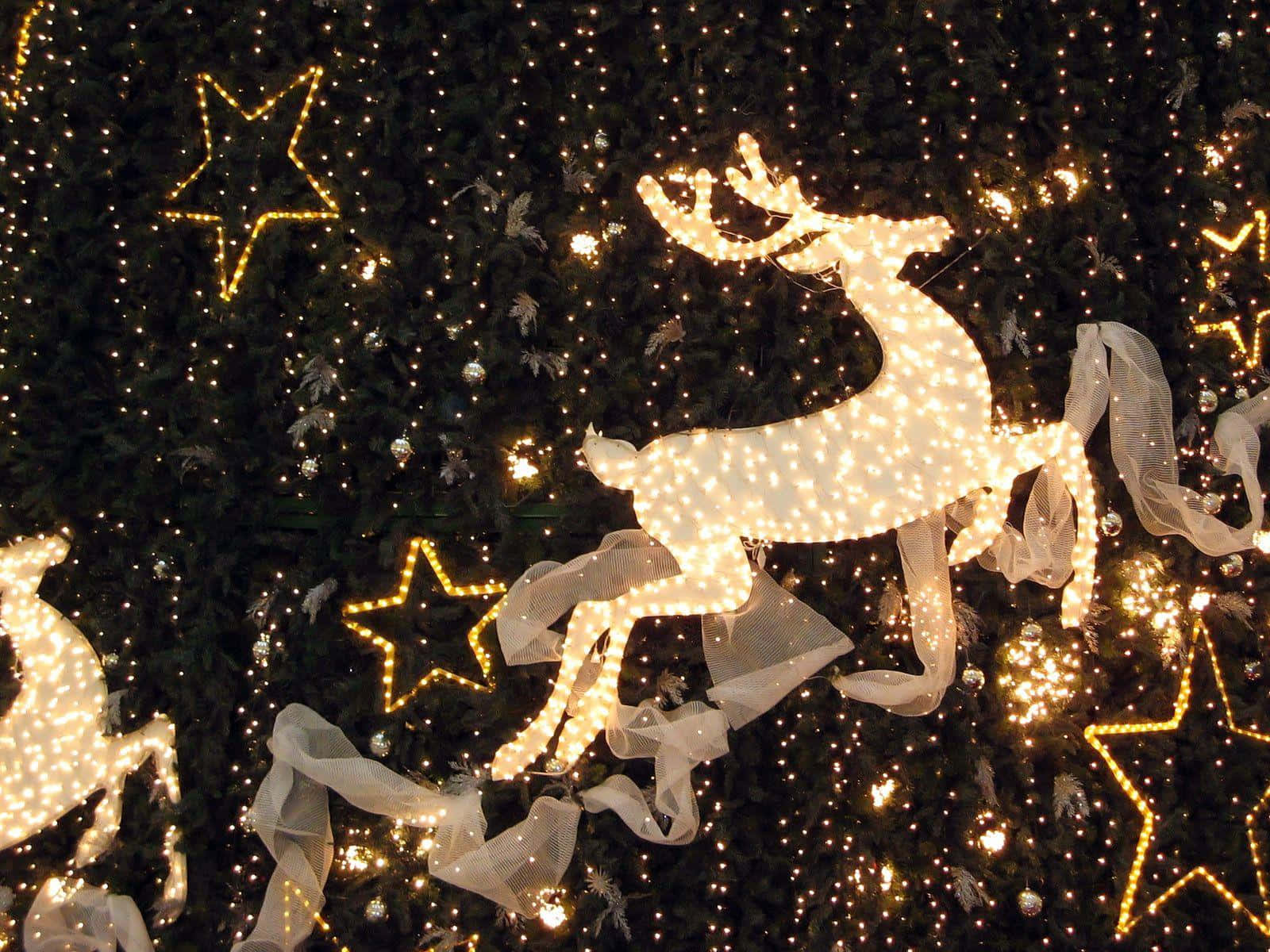 Stars And Reindeer Christmas Aesthetic Computer Background