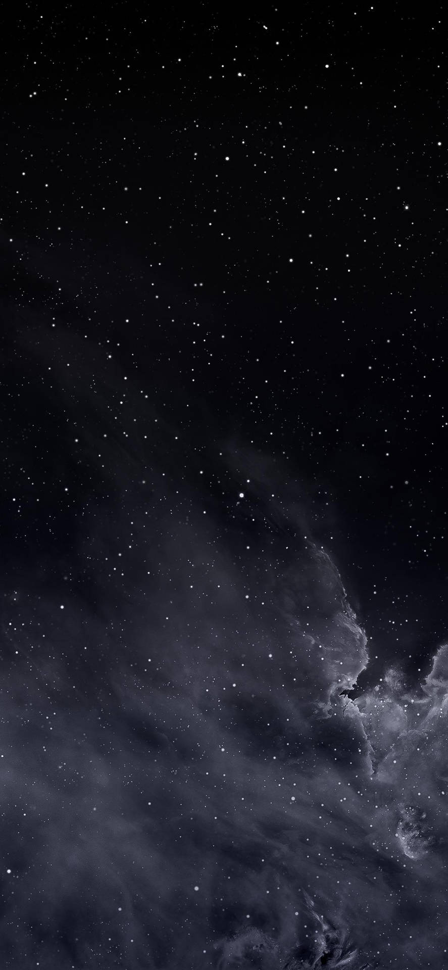 Stars In Cloudy Sky In Dark Mode Background