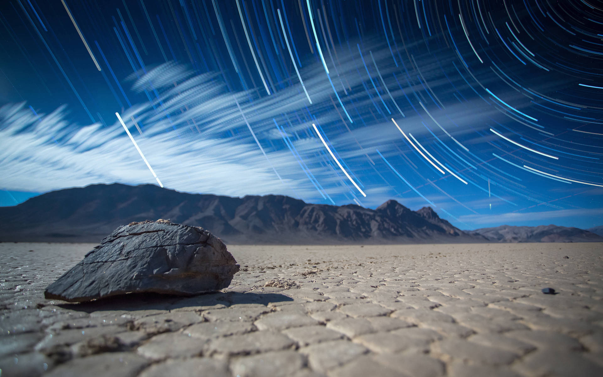 Stars Light Trails Death Valley Background