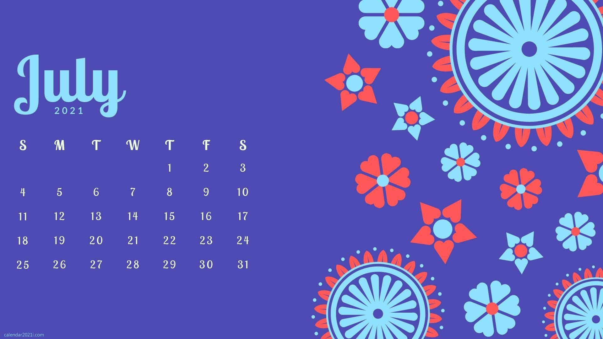 Start The Month Of July With A Colorful Calendar Background