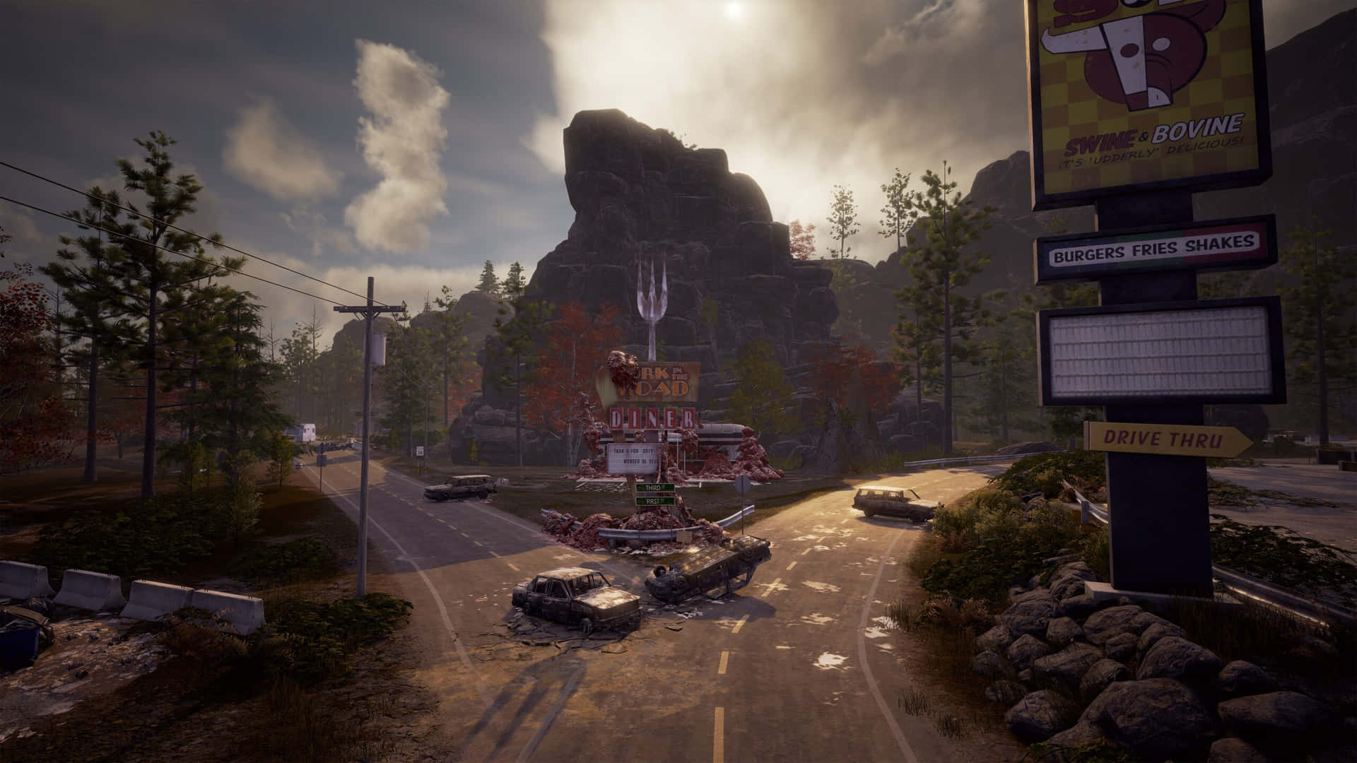 State Of Decay2_ Abandoned Drive Thru Scene Background