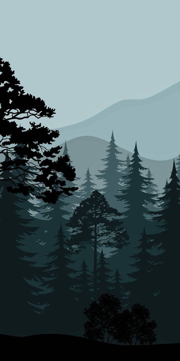 Static Digital Forest Art Background