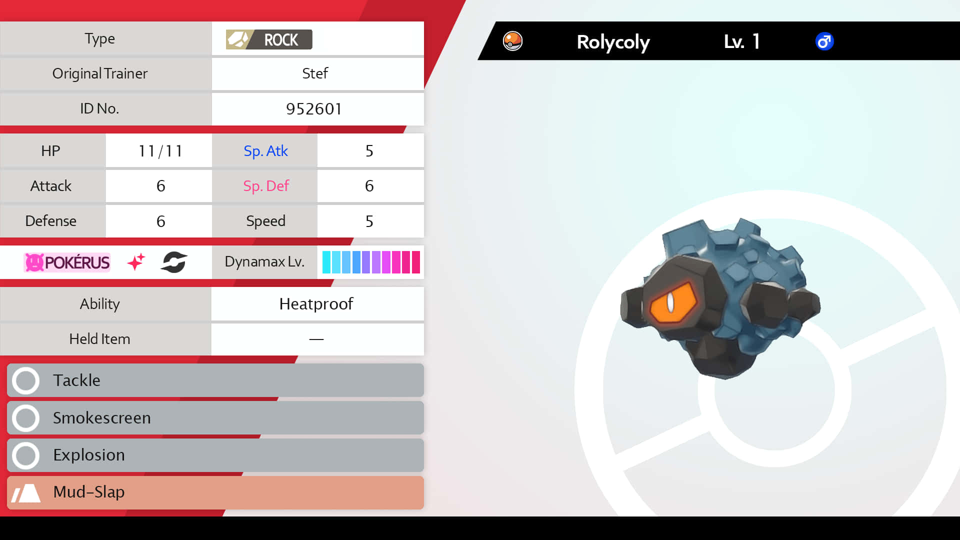 Stats Of A Level 1 Rolycoly Background