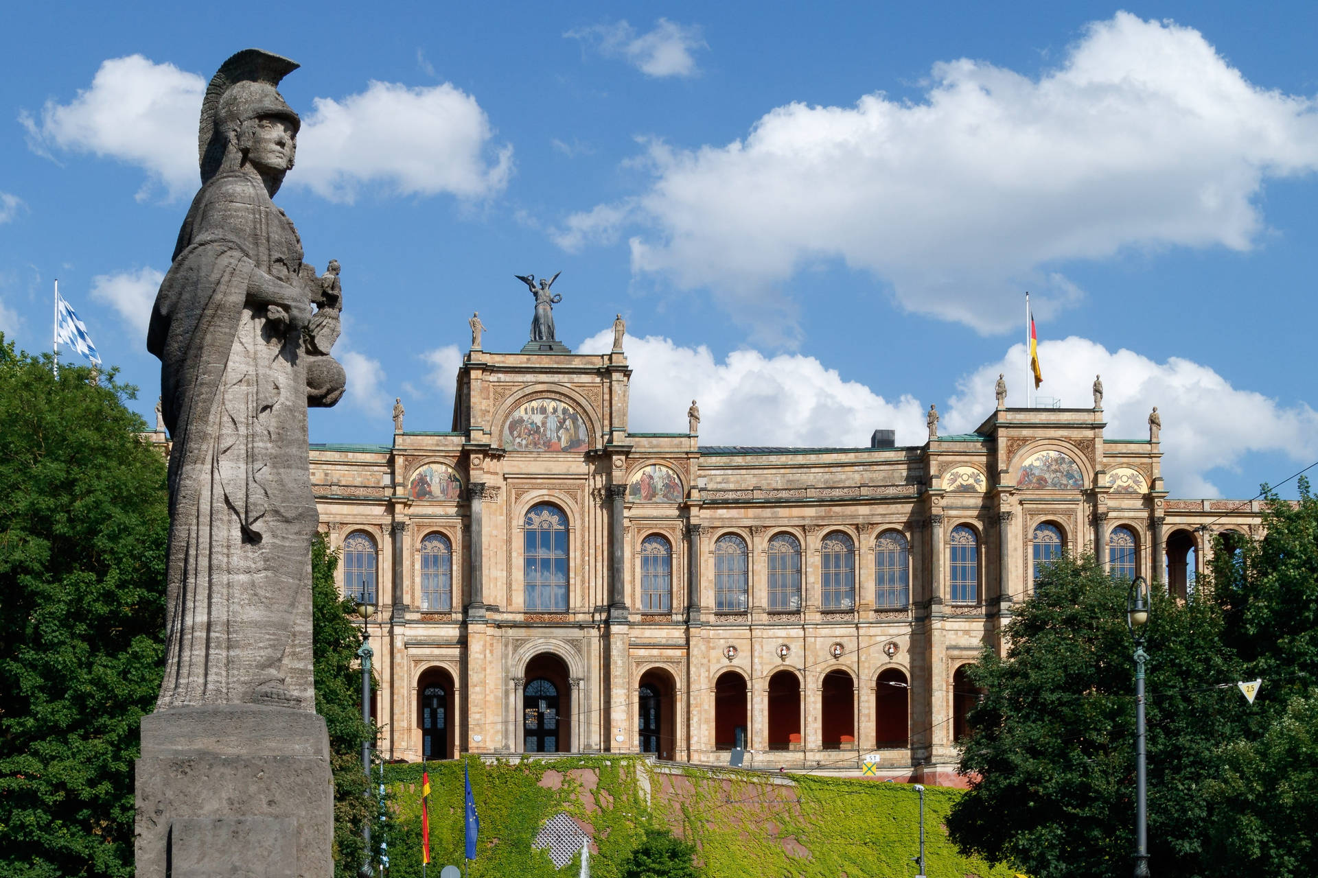 Statue At Maximilianeum Munich Background