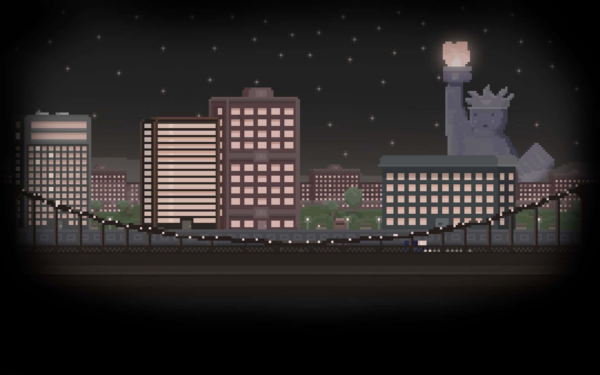 Statue City Pixel Art Background