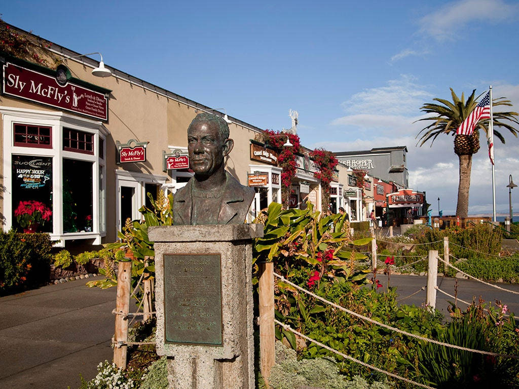 Statue In Cannery Row Background