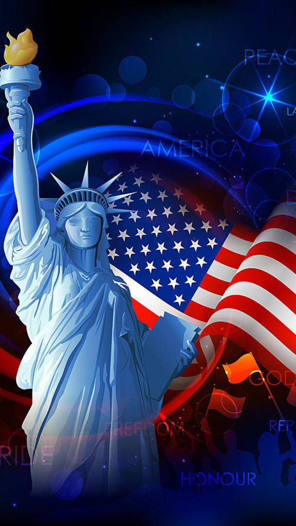 Statue Of Liberty American Flag Iphone Background