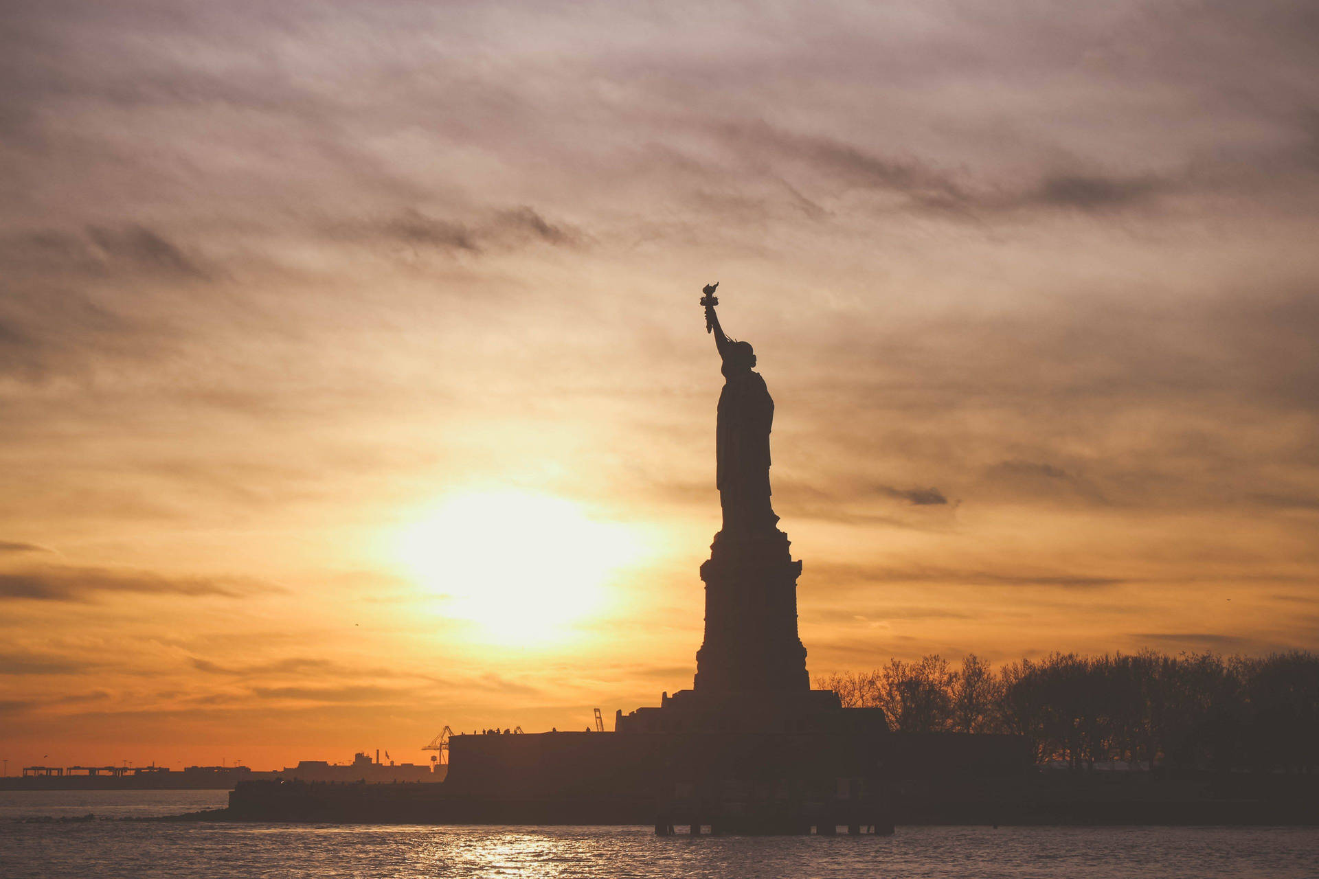 Statue Of Liberty Sunset