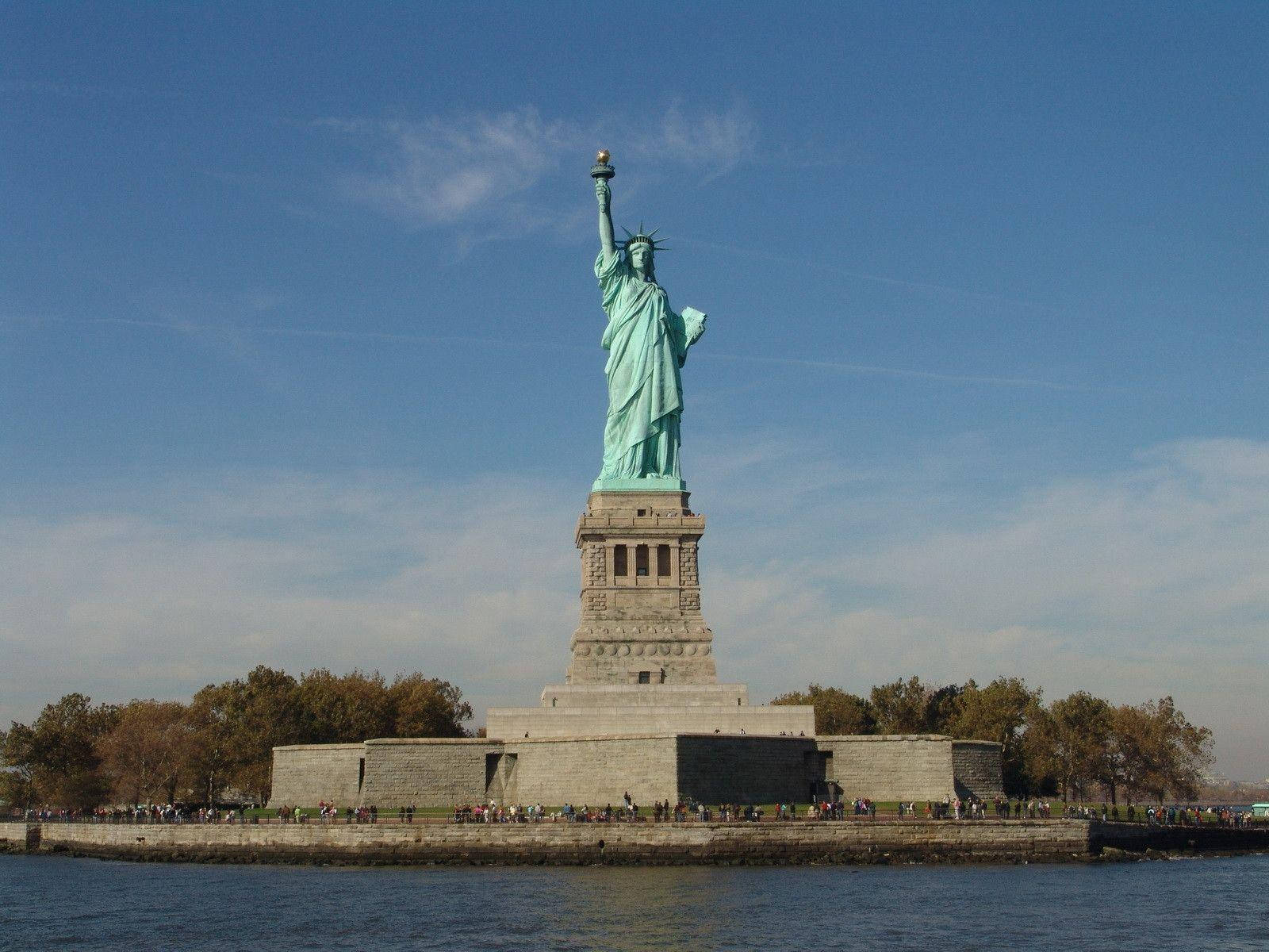 Statue Of Liberty Wide Angle Background