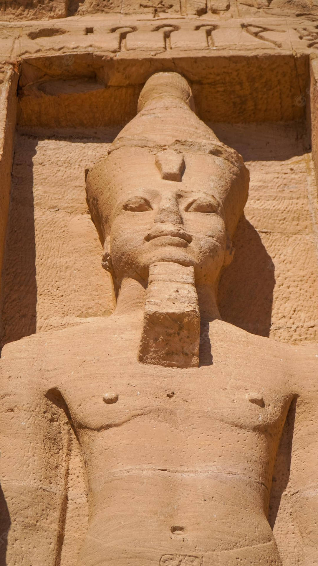 Statue Of Nefertari, At The Great Temple Of Abu Simbel Background