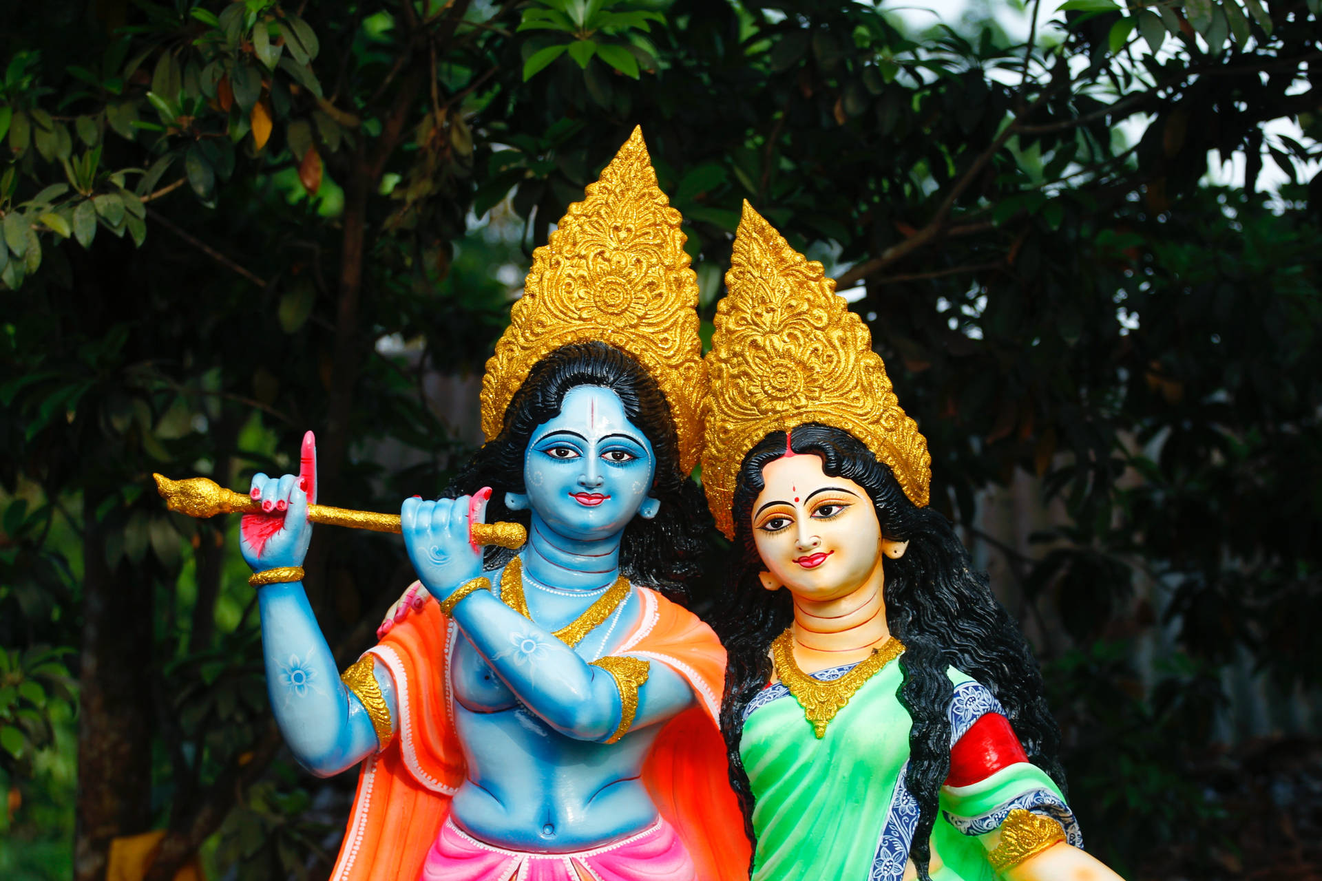 Statue Pair Lord Krishna 3d Background