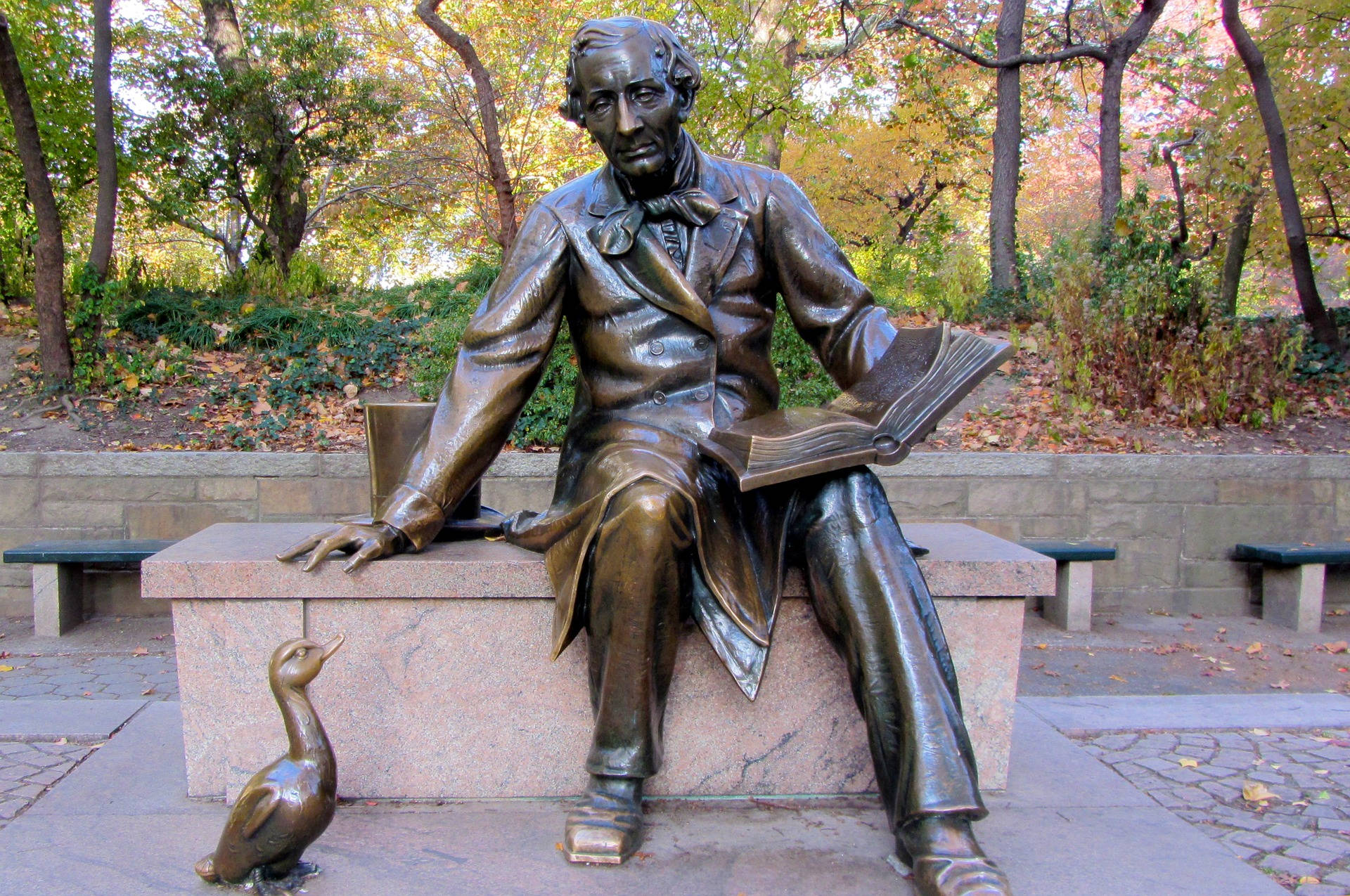 Statue With Duck In Central Park Background