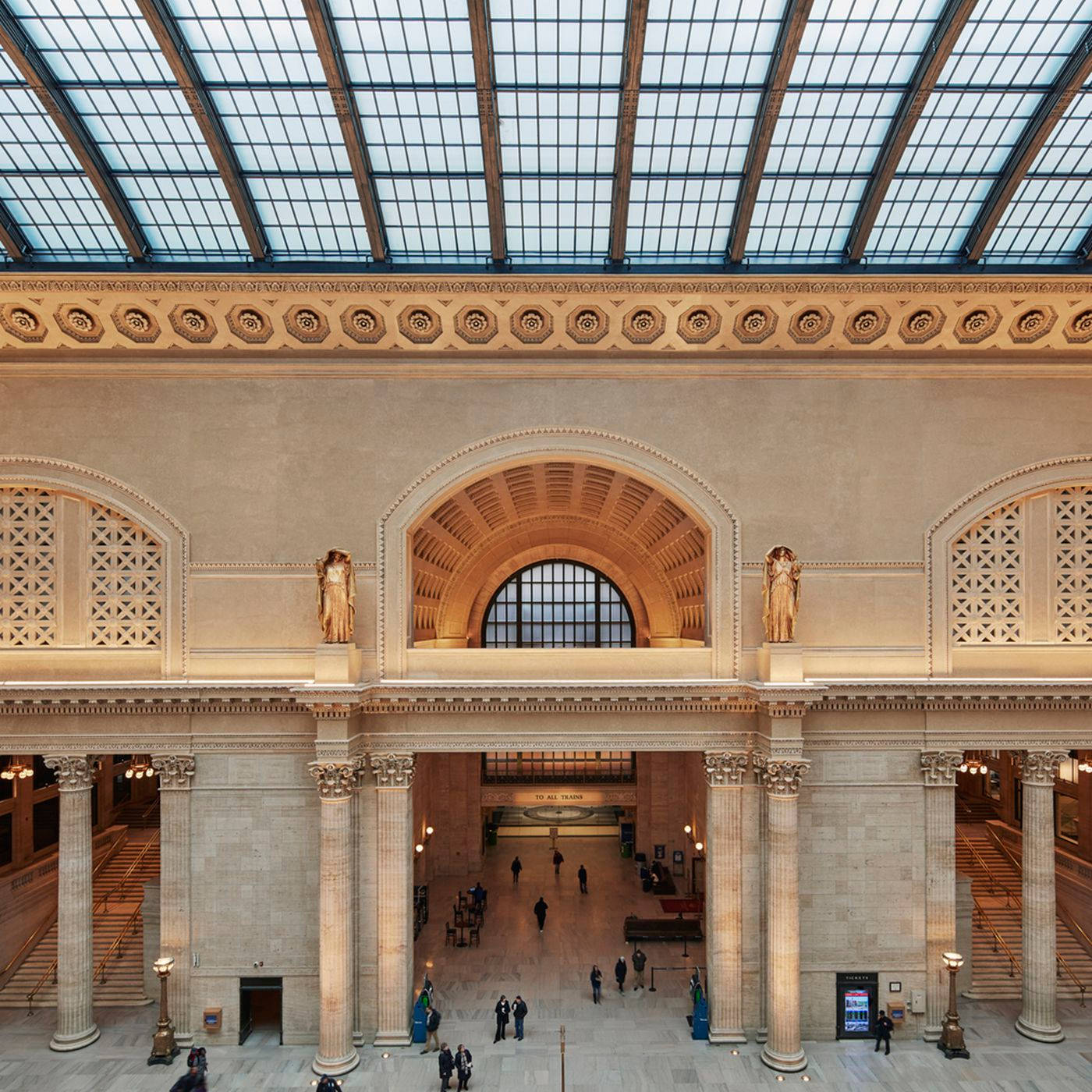 Statues Inside Union Station Background