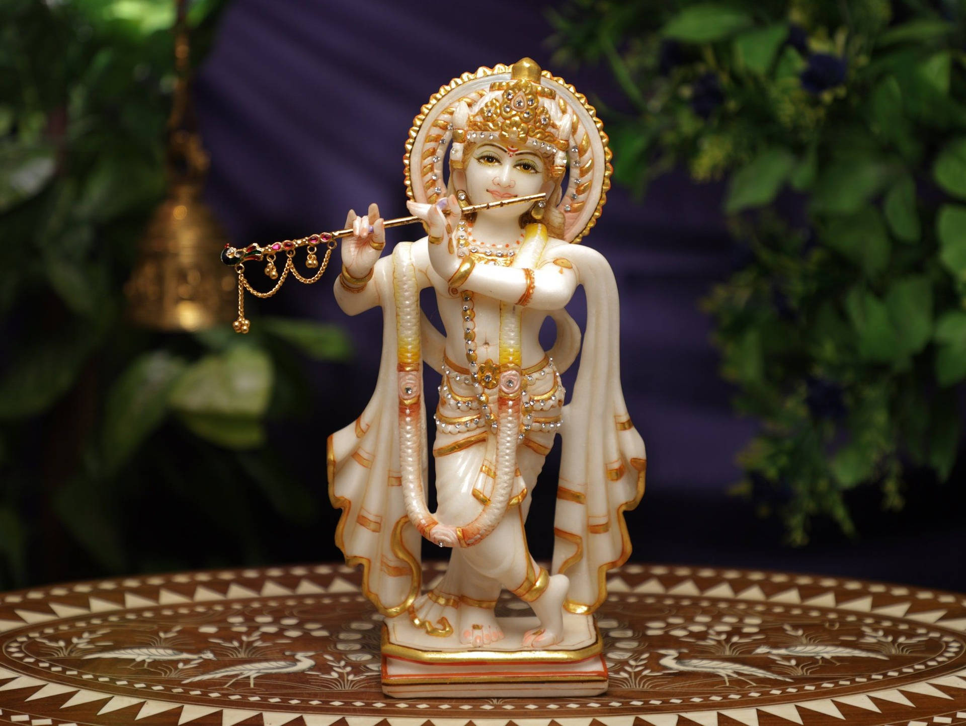 Statuette Of Lord Krishna 3d Background